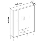 Guarda Roupa Infantil 4 Portas 2 Gavetas Isis  Rosa