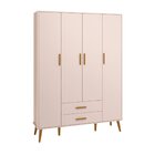Guarda Roupa Infantil 4 Portas 2 Gavetas Isis  Rosa