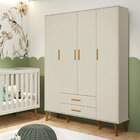 Guarda Roupa Infantil 4 Portas 2 Gavetas Isis Areia