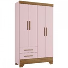 Guarda-roupa Infantil 4 Portas 2 Gavetas Rosa/nature - Panora