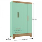 Guarda-roupa Infantil 4 Portas 2 Gavetas Verde/nature - Panor