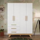 Guarda Roupa Infantil 4 Portas 3 Gavetas 100% Mdf Kakau Retrô