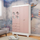 Guarda-roupa Infantil 4 Portas 3 Gavetas Ciranda Branco/rosa