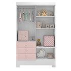 Guarda-roupa Infantil 4 Portas 3 Gavetas Ciranda Branco/rosa