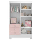 Guarda-roupa Infantil 4 Portas 3 Gavetas Ciranda Branco/rosa