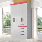 Guarda Roupa Infantil 4 Portas 4 Gavetas Branco Rosa Flex Sar