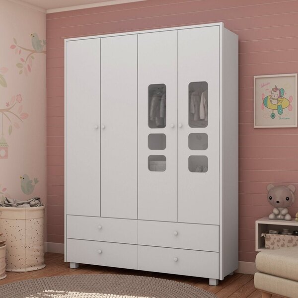 Guarda-roupa Infantil 4 Portas 4 Gavetas Sol Gelius Móveis Br