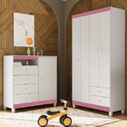 Guarda Roupa Infantil 4 Portas Branco Flex Com Cômoda Sapatei