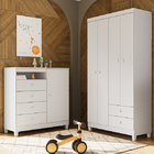 Guarda Roupa Infantil 4 Portas Branco Flex Com Cômoda Sapatei