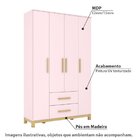 Guarda Roupa Infantil 4 Portas Carrossel Rosa
