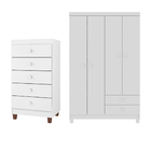 Guarda Roupa Infantil 4 Portas Com Cômoda 5 Gavetas Aquarela