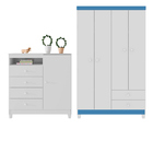 Guarda Roupa Infantil 4 Portas Com Cômoda Sapateira 1 Porta 4