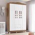 Guarda Roupa Infantil 4 Portas Com Gavetas Mirelle Branco Fos