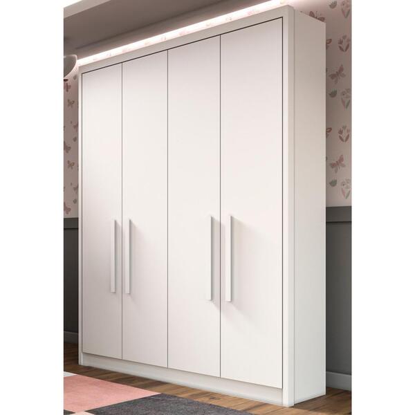Guarda Roupa Infantil 4 Portas Com Gavetas Vicky Branco Brilh