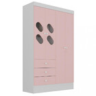 Guarda Roupa Infantil 4 Portas Com Janela 2 Gavetas Maya Rodi