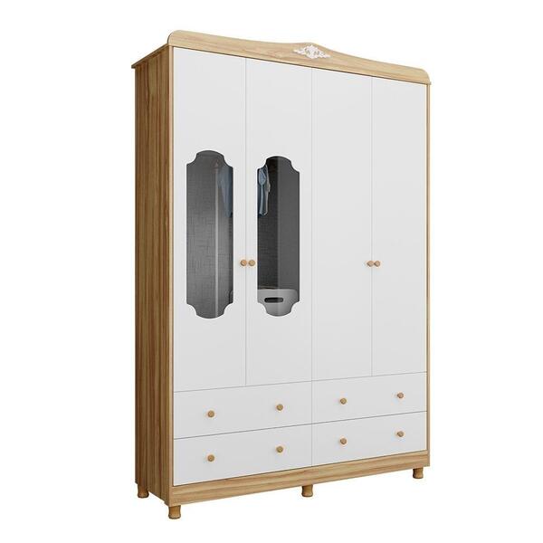 Guarda Roupa Infantil 4 Portas Com Janela E 4 Gavetas 100% Md