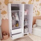 Guarda Roupa Infantil 4 Portas Com Janelas Losango E 2 Gaveta