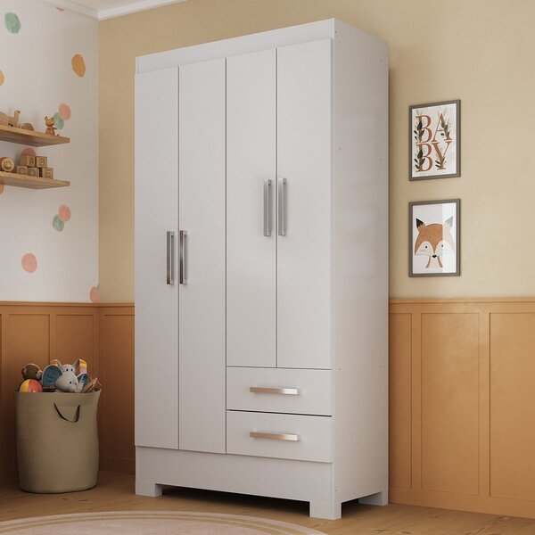 Guarda Roupa Infantil 4 Portas E 2 Gavetas Amy Espresso Móvei