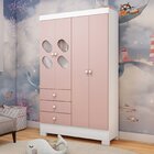 Guarda Roupa Infantil 4 Portas E 3 Gavetas Luiza Branco/rosa