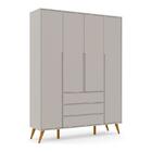 Guarda Roupa Infantil 4 Portas E 3 Gavetas Retrô Clean - Mati