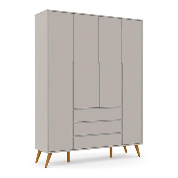 Guarda Roupa Infantil 4 Portas E 3 Gavetas Retrô Clean - Mati