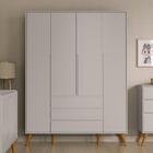 Guarda Roupa Infantil 4 Portas E 3 Gavetas Retrô Clean - Mati