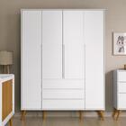 Guarda Roupa Infantil 4 Portas E 3 Gavetas Retrô Clean - Mati