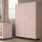 Guarda-roupa Infantil 4 Portas E 4 Gavetas Atenna Rosa