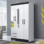 Guarda Roupa Infantil 4 Portas E Espelho Âmbar - Branco/preto