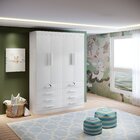 Guarda-roupa Infantil 4 Portas Frente Mdf Puxador De Madeira