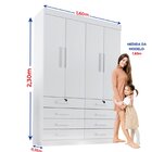 Guarda-roupa Infantil 4 Portas Frente Mdf Puxador De Madeira