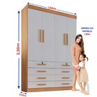 Guarda-roupa Infantil 4 Portas Frente Mdf Puxador De Madeira