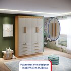 Guarda-roupa Infantil 4 Portas Frente Mdf Puxador De Madeira