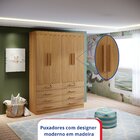 Guarda-roupa Infantil 4 Portas Frente Mdf Puxador De Madeira