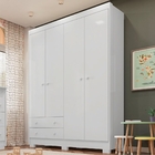 Guarda Roupa Infantil 4 Portas Lisa Flex Branco/cartagena