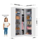 Guarda-roupa Infantil 5 Portas Jasmim Branco