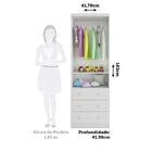 Guarda-roupa Infantil 61cm 2 Portas 3 Gavetas Com Janelas Sem