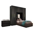 Guarda Roupa Infantil 6 Portas 2 Gavetas Porto Preto Com Cabe