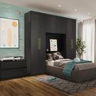 Guarda Roupa Infantil 6 Portas 2 Gavetas Porto Preto Com Cabe