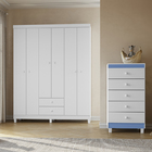 Guarda Roupa Infantil 6 Portas Com Cômoda 5 Gavetas Aquarela