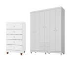 Guarda Roupa Infantil 6 Portas Com Cômoda 5 Gavetas Baby Kids