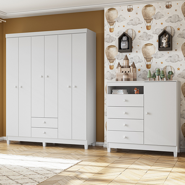 Guarda Roupa Infantil 6 Portas Com Cômoda Sapateira 1 Porta 4