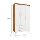 Guarda-roupa Infantil Aconchego 3 Pt 2 Gv Cinamomo E Neve