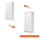 Guarda-roupa Infantil Afeto Flex 3 Pt 2 Gv Branco E Rose