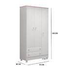 Guarda Roupa Infantil Ariel 3 Portas 2 Gavetas Branco Rosa Ta