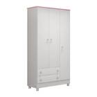 Guarda Roupa Infantil Ariel 3 Portas 2 Gavetas Branco Rosa Ta