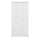 Guarda Roupa Infantil Ariel 3 Portas 2 Gavetas Branco Rosa Ta