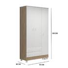 Guarda Roupa Infantil Ariel 3 Portas 2 Gavetas Carvalho Branc