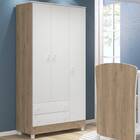 Guarda Roupa Infantil Ariel 3 Portas 2 Gavetas Carvalho Branc