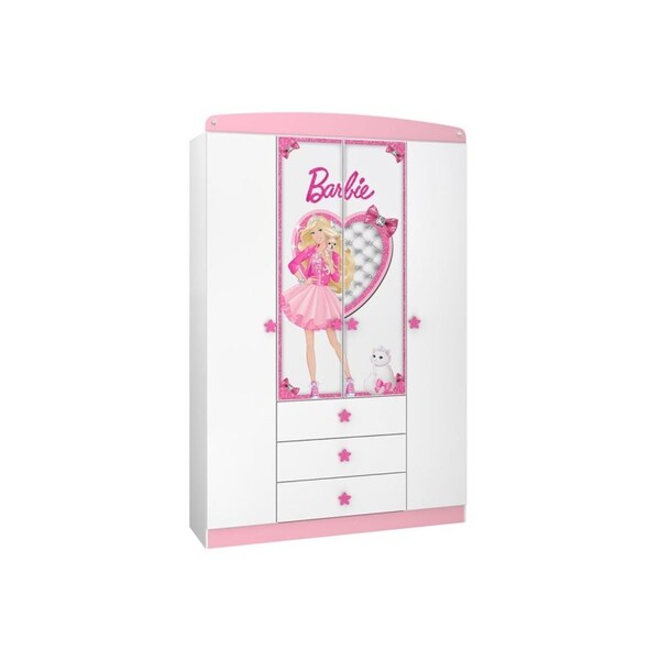 Guarda Roupa Infantil Barbie Star 4 Portas Branco/rosa - Pura